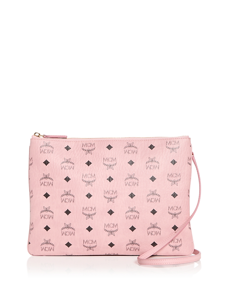 Shop Mcm Aren Visetos Medium Pouch In Soft Pink