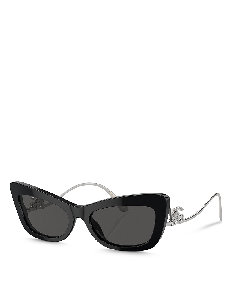 Dolce & Gabbana Dg4467b Prescription Compatible Cat Eye Sunglasses, 55mm In Black