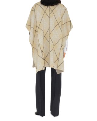 Check Wool Mohair Blend Cape