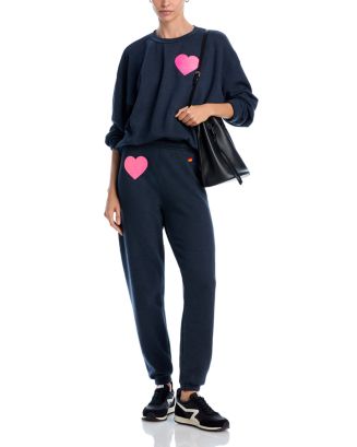 Aviator Nation Glitter Heart Sweatshirt & Sweatpants