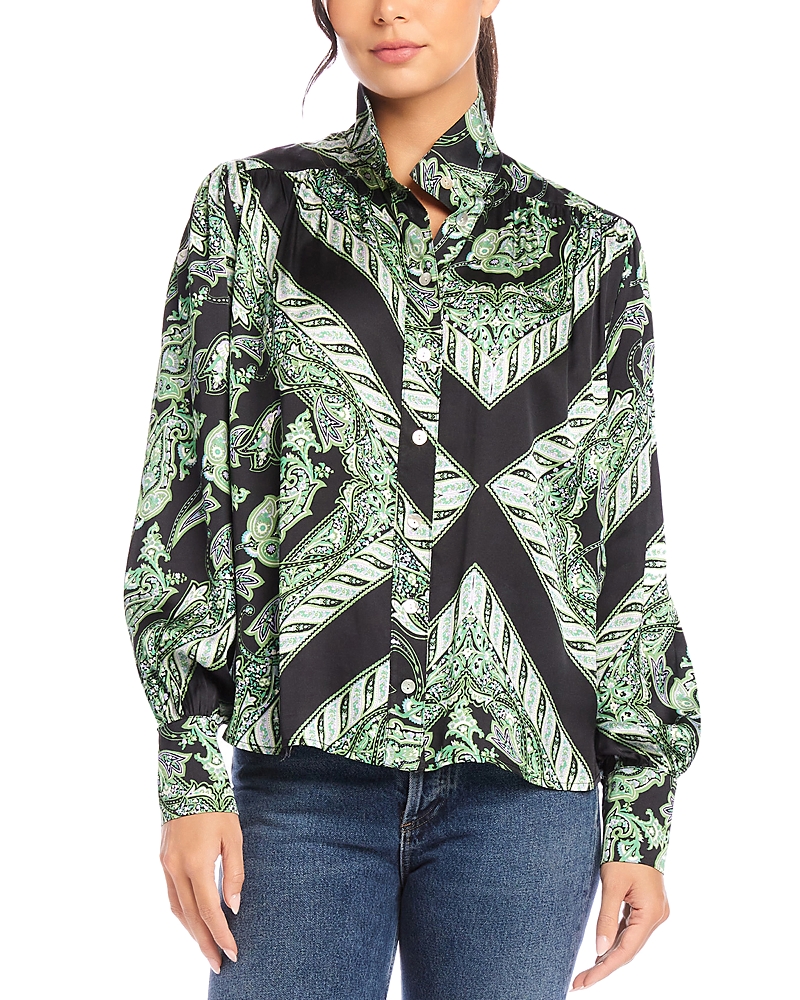 Fifteen Twenty Chloe Button Down Blouse In Florence Scarf Print In Print