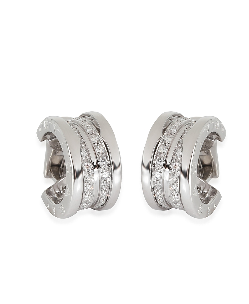 Pre-owned Pre-owned Bvlgari Bvlgari B. Zero1 18k White Gold Hoop Earring
