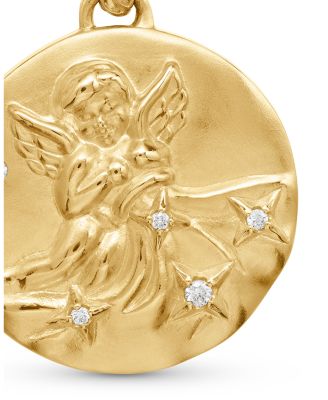 18K Yellow Gold Diamond Aquarius Amulet Pendant