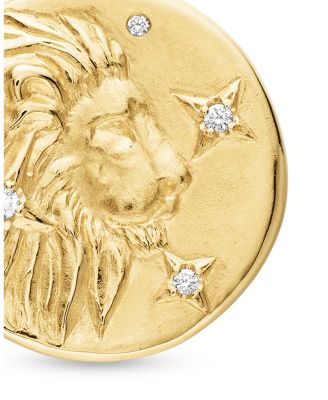 18K Yellow Gold Diamond Leo Amulet Pendant