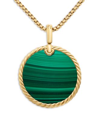 David Yurman - 18K Yellow Gold DY Elements&reg; Disc Pendant with Malachite