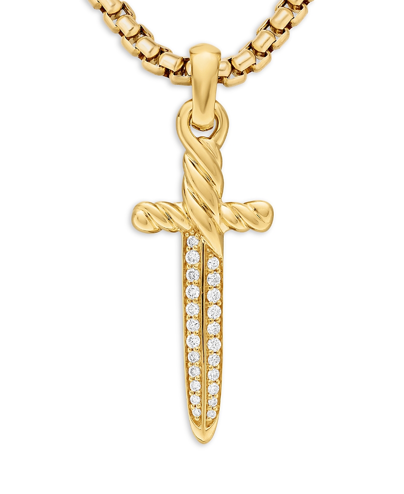 David Yurman 18K Yellow Gold Petrvs Dagger Amulet with Diamonds · OS