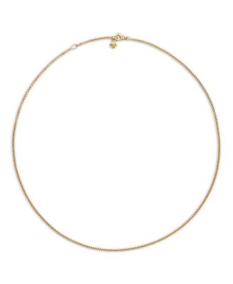 18K Yellow Gold Hollow Box Chain Necklace 16", 1.7mm