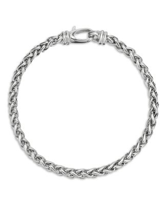 Men's Wheat Chain Bracelet in Sterling Silver, 4mm