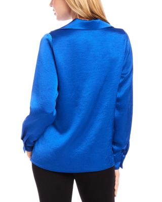 Collared Long Sleeve Satin Blouse