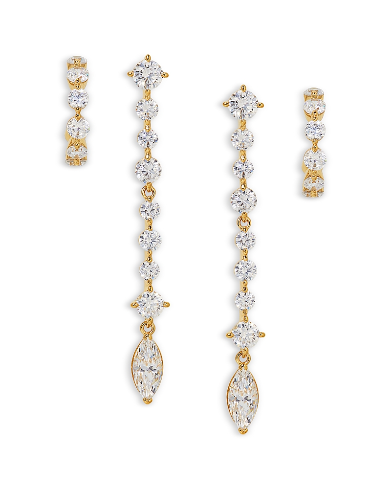 NADRI CASSI CUBIC ZIRCONIA HOOP & DANGLE DROP EARRINGS, SET OF 2