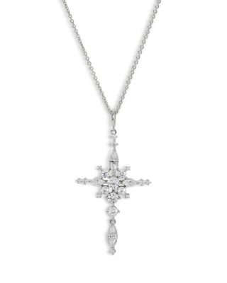 Nadri - Cassi Cubic Zirconia Cluster Cross Pendant Necklace, 16-18"