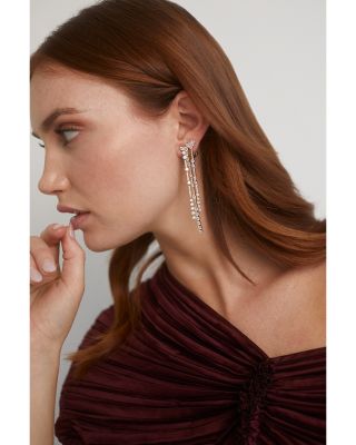 Cassi Cubic Zirconia Fringe Cluster Statement Earrings