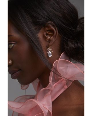 Macaron Cubic Zirconia Pear Bow Drop Earrings