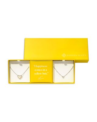 Kendra Scott Ari Quartz or Mother of Pearl Heart Adjustable Pendant Necklaces, Set of 2