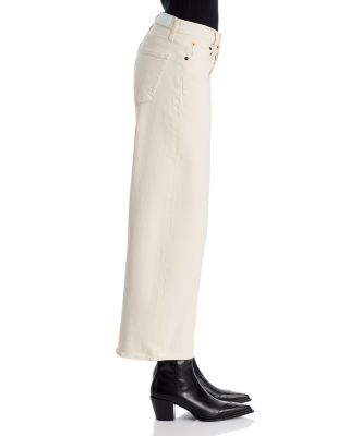Mid Rise Crop Wide Leg Jeans in White