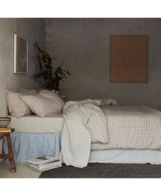 Gingham Linen Blend Duvet Cover, Queen