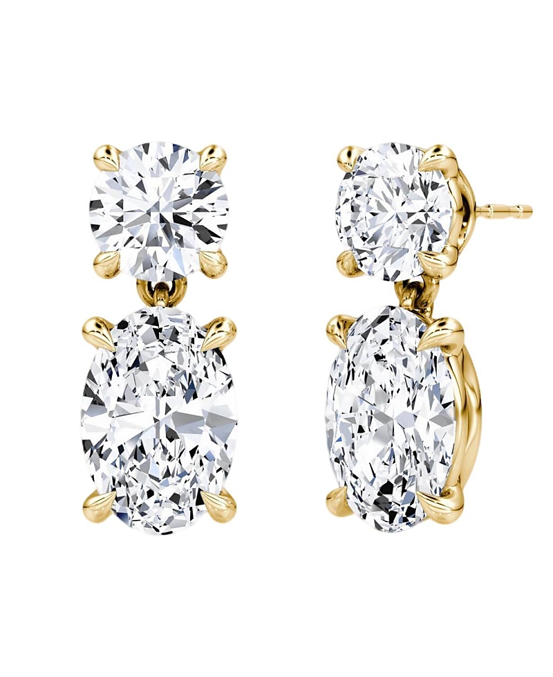 Vrai Signature Drop Earring In 14k White Gold, 6.0ctw Round Brilliant & Oval Lab Grown Diamonds In K Yellow Gold