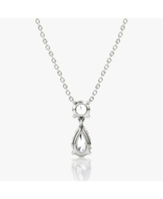  Signature Duo Drop Necklace in 14K Yellow Gold, 1.5ctw Round Brilliant & Pear Lab Grown Diamonds