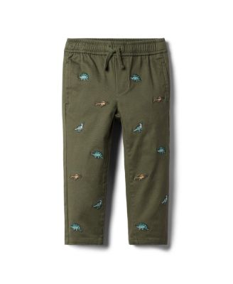 Janie and Jack Boys' Twill Embroidered Dino Pant- Baby, Little Kid, Big Kid