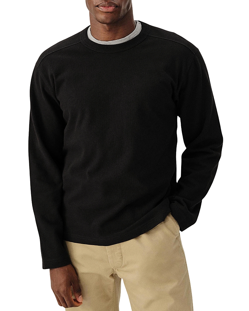 Buck Mason Field Spec Long Sleeve Rugby Tee In Black