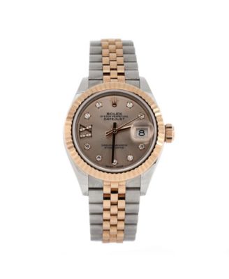 Pre-Owned Rolex Oyster Perpetual Datejust Automatic Watch in Stainless Steel and Rose Gold with Diamond Markers and Ix Numeral 28mm