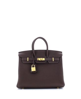 Pre-Owned Hermes Birkin 25 Handbag Brown Togo with Gold Hardware