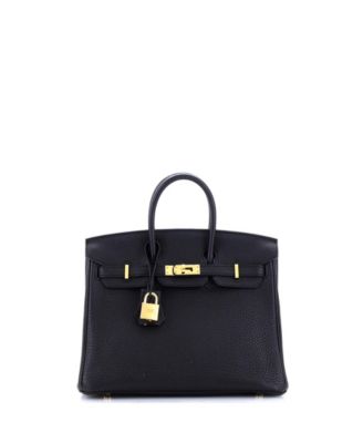 Pre-Owned Hermes Birkin 25 Handbag Black Togo with Gold Hardware