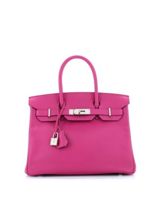Pre-Owned Hermes Birkin 30 Handbag Pink Epsom with Palladium Hardware