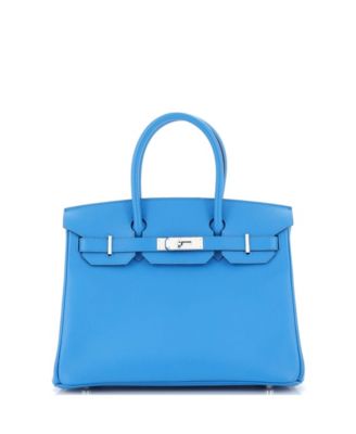 Pre-Owned Hermes Birkin 30 Handbag Blue Epsom with Palladium Hardware