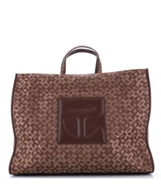 Pre-Owned Telfar - Large Shopping Tote Monogram Jacquard with Faux Leather