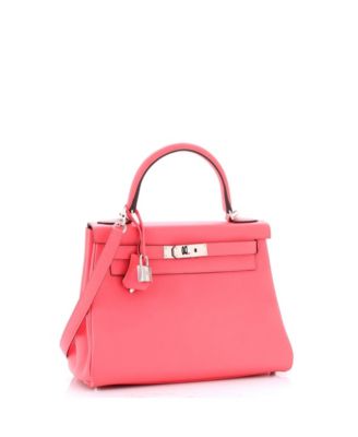 Kelly 28 Handbag Pink Evercolor with Palladium Hardware
