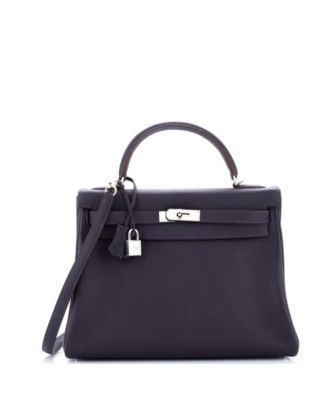 Pre-Owned HERMÈS Pre-Owned Hermes Kelly 32 Handbag Purple Togo with ...