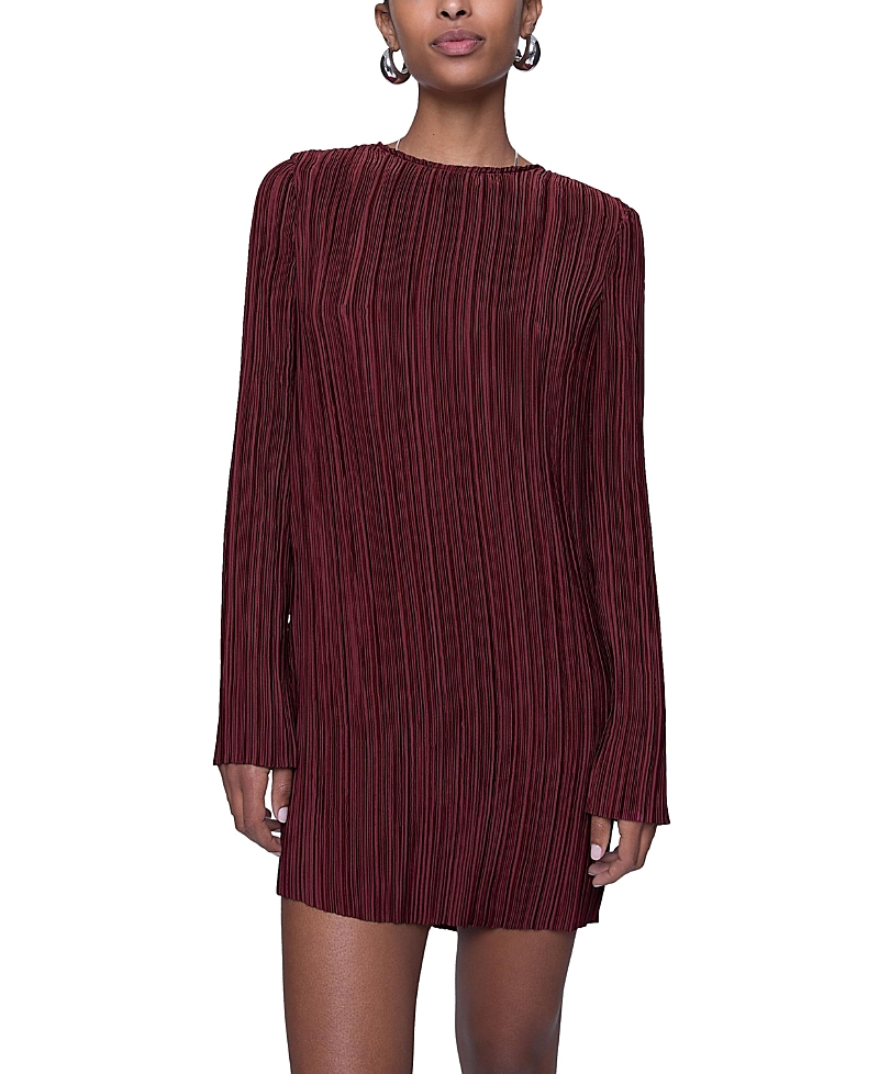 Rebecca Minkoff Iris Pleated Long Sleeve Minidress In Lacquer