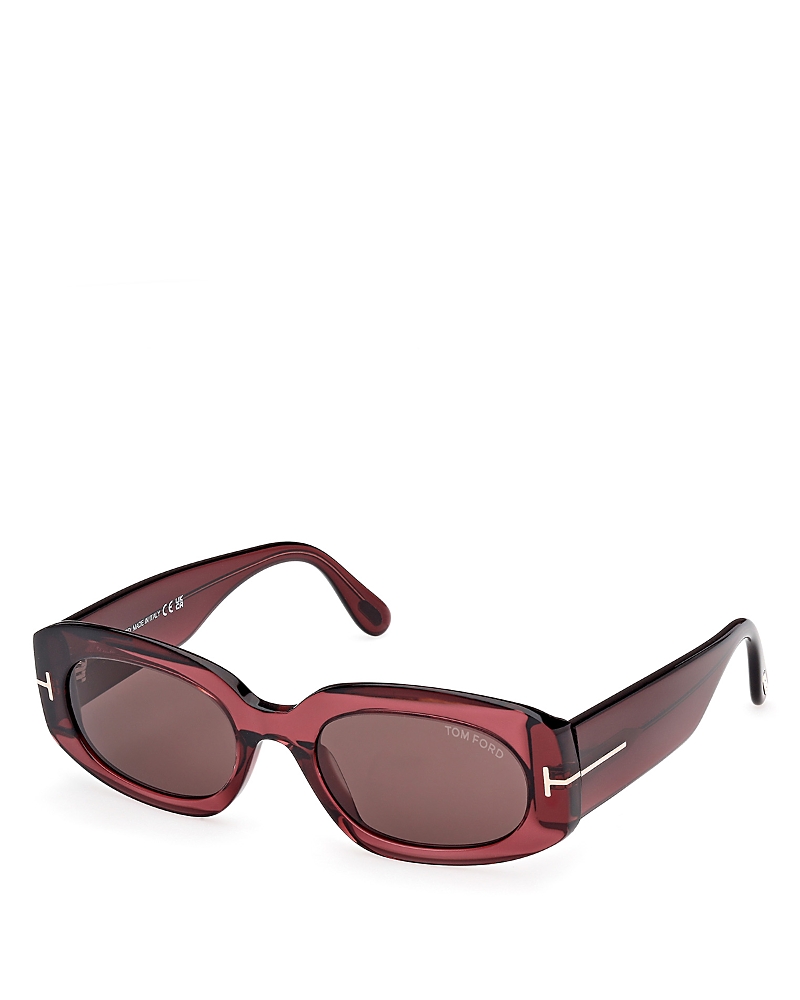 Tom Ford Cielle Squared Acetate Sunglasses In Red/brown