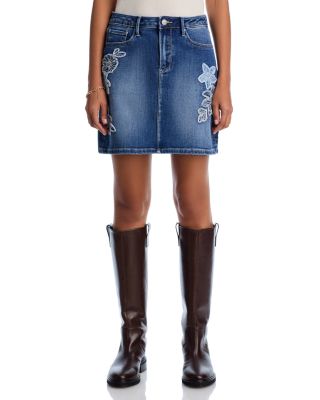 Embroidered Denim Skirt