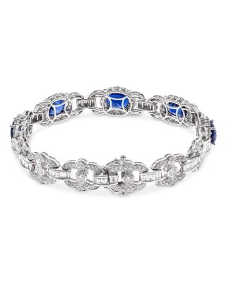 Sapphire & Diamond Statement Bracelet in 18K White Gold