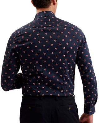 Mikceal Slim Fit Long Sleeve Floral Shirt