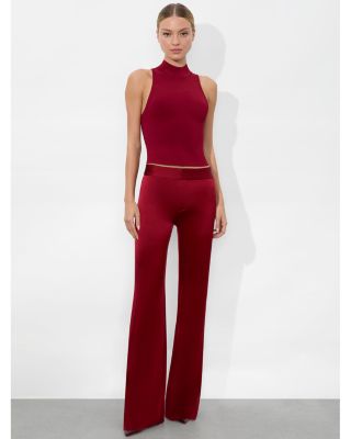 Andrew Satin Mid Rise Bootcut Pants 