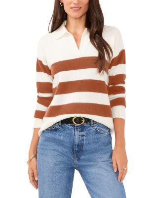 VINCE CAMUTO - Striped Long Sleeve Polo Shirt