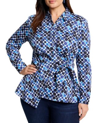 NIC+ZOE Plus - Blue Baubles Asymmetric Shirt