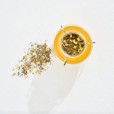 Emerald Cherry Blossom Pineapple Cream Green Tea in Violet Glass Apothecary Jar, 6 oz. 