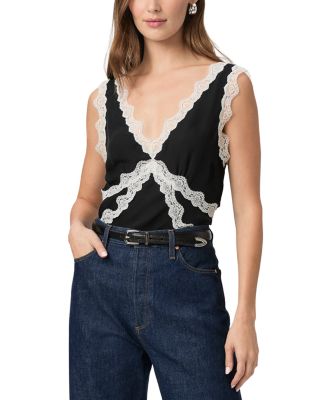 PAIGE - Terezia Silk Lace Trim Top