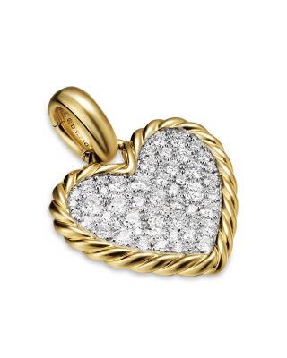 Pav&eacute; Heart Amulet in 18K Yellow Gold with Diamonds, 15.6mm