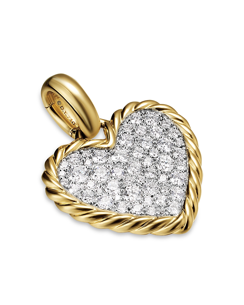 David Yurman Pave Heart Amulet in 18K Yellow Gold with Diamonds, 15.6mm · OS