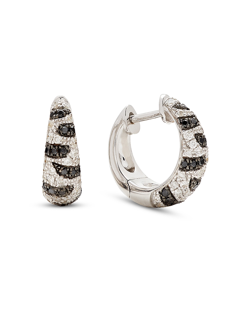Yvonne Léon 18k White Gold Paire De Creoles Diamants White Topaz Hoop Earrings In White
