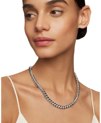 Sterling Silver Sculpted Cable Collar Necklace, 14.5-16"