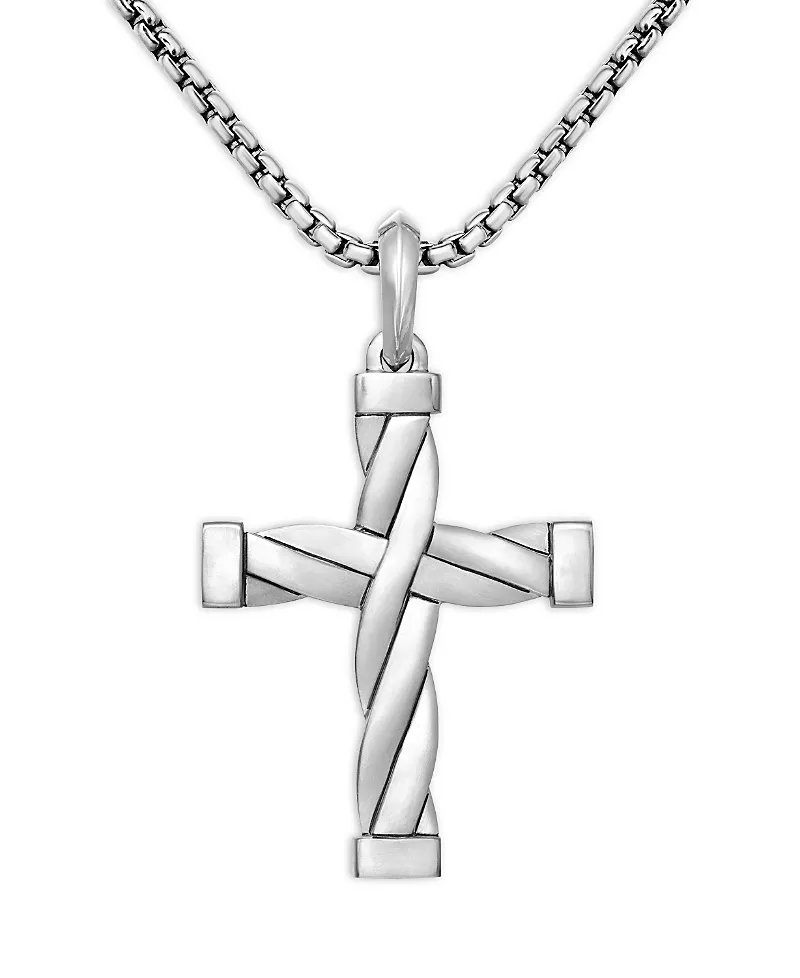 David Yurman Men's Dy Helios Cross Pendant in Sterling Silver, 48mm