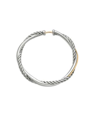 Petite Infinity Hoop Earrings in Sterling Silver with 14K Yellow Gold