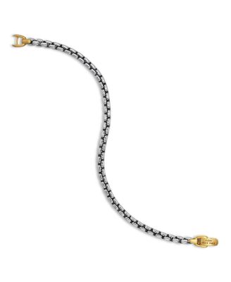 Men's Box Chain Bracelet in Sterling Silver or Stainless Steel with 14K Yellow Gold, 5mm