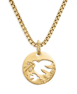 18K Yellow DY Elements&reg; Diamond Accent Dove Cut Out Pendant